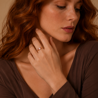 Anillos Chapados en Oro 18k Morgonita/Rosee /Crystal