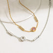 Pulsera de Circonita Rosa Chapado en Oro 18k y Stail Steel