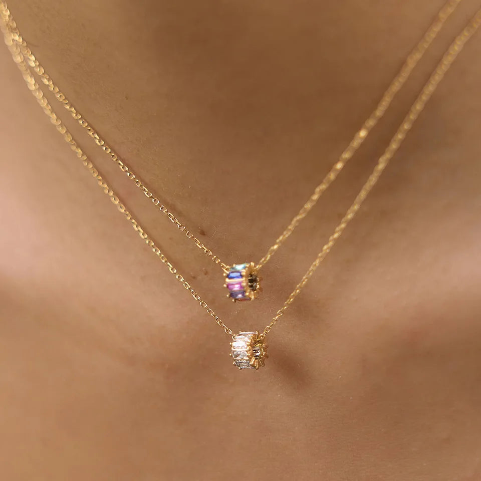 Oro 18k Circulo Circonita/ Multi colores
