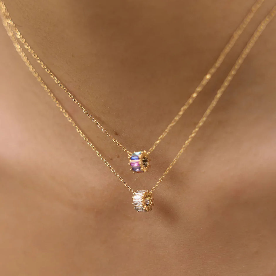 Oro 18k Circulo Circonita/ Multi colores