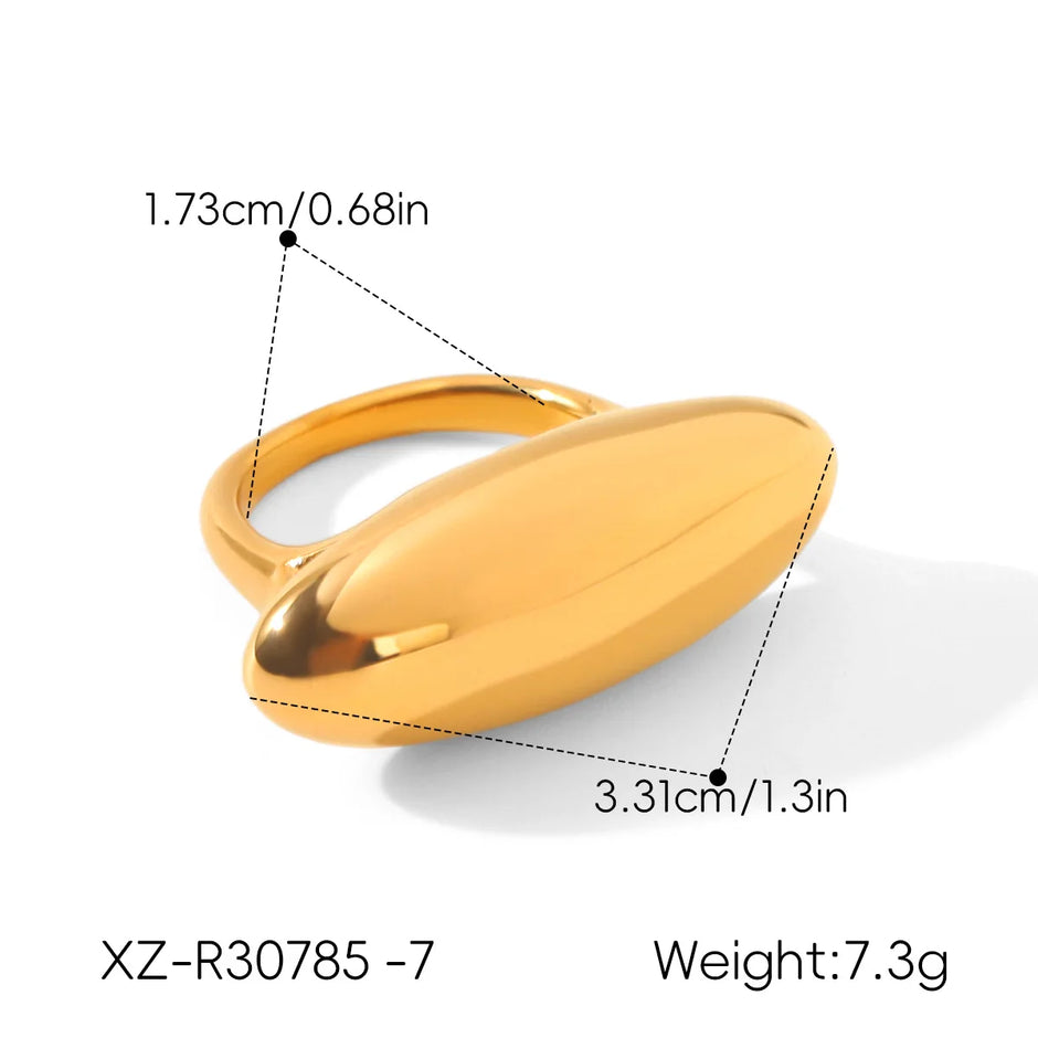 Anillo Geometrico Ovalado Chapado en Oro 18k