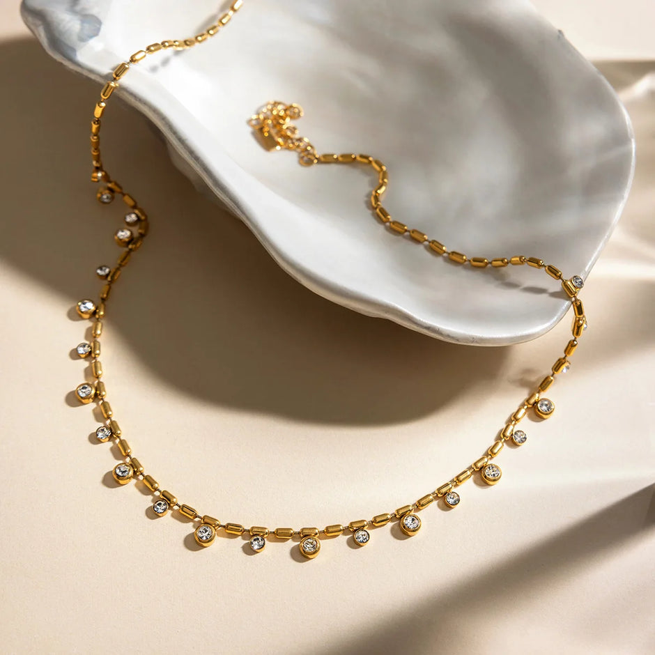 Fine line de Circonitas Chapado en Oro 18 k