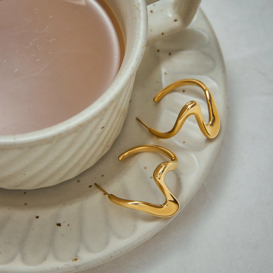Pendiente Geometrico Chapado Oro 18k