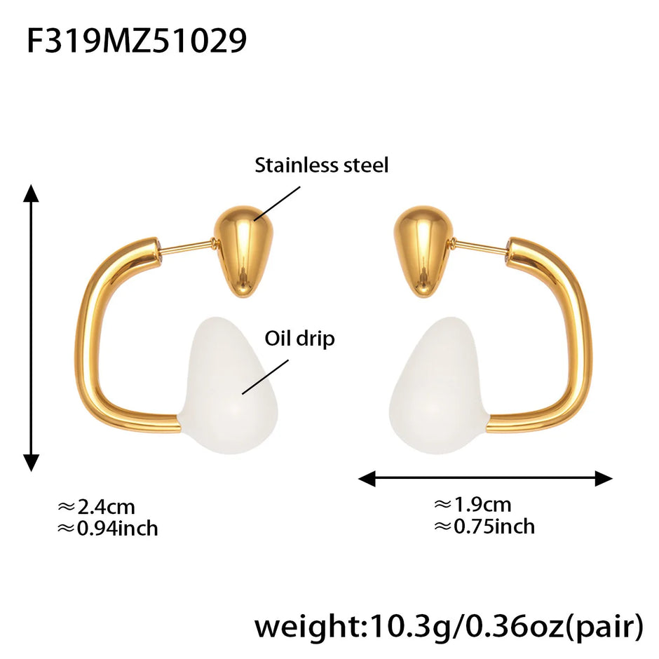 Pendiente Gota Agua de Color Chapado en Oro 18k