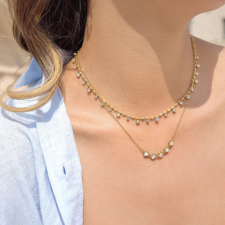 Fine line de Circonitas Chapado en Oro 18 k