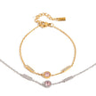 Pulsera de Circonita Rosa Chapado en Oro 18k y Stail Steel