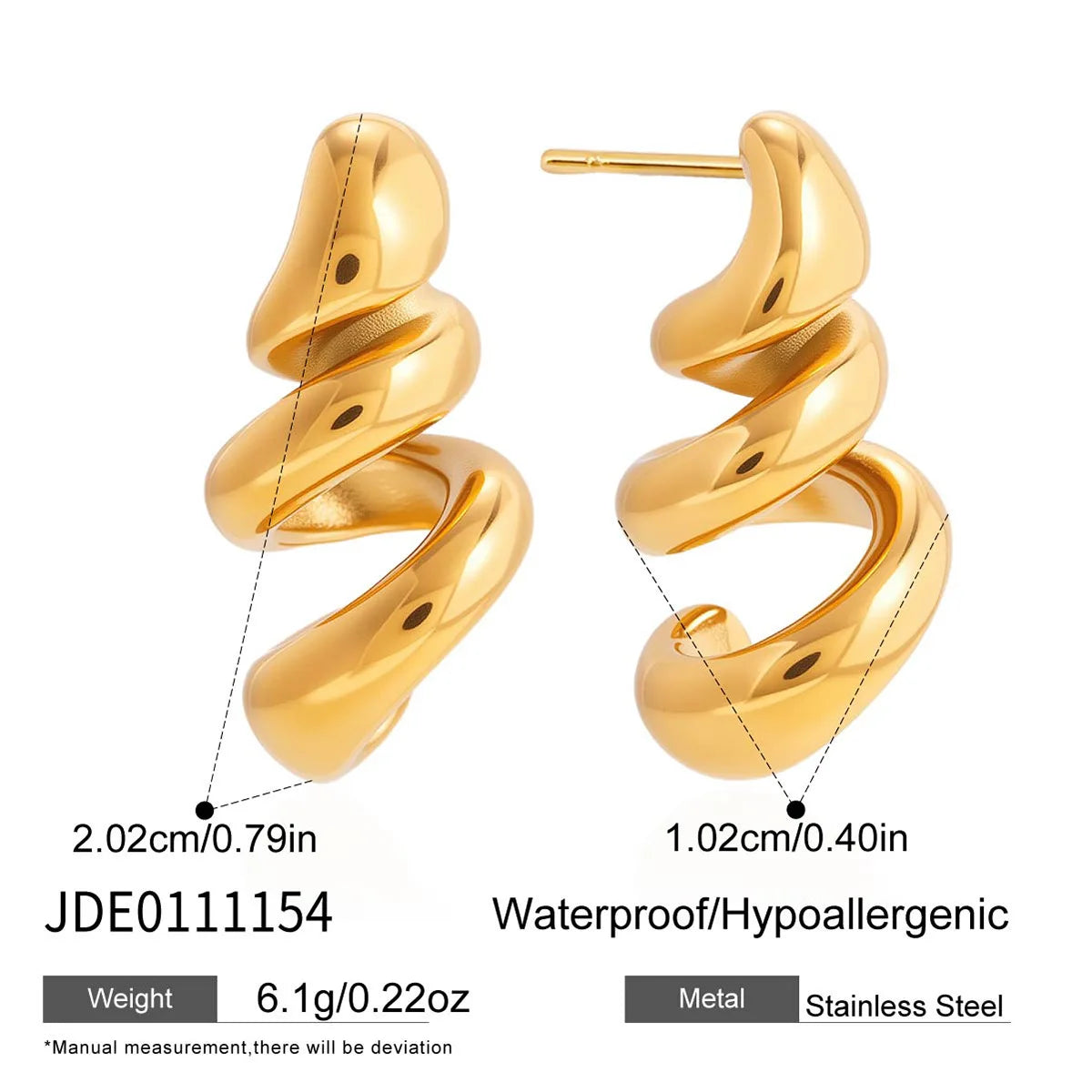 Pendientes Espiral Chapado en Oro 18k