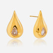 Pendiente Forma Gota Chapado Oro 18k con Brillante