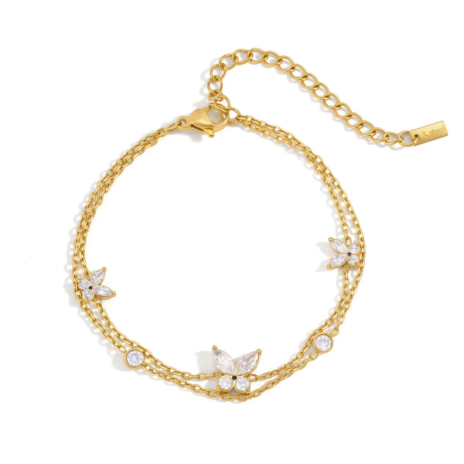 Pulsera de Mariposa en Brillante en Chapado Oro 18k