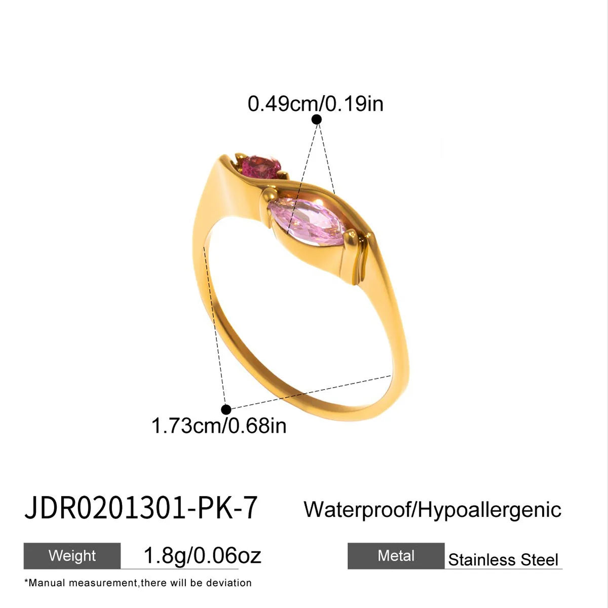Anillos Chapados en Oro 18k Morgonita/Turquesa/Circonita