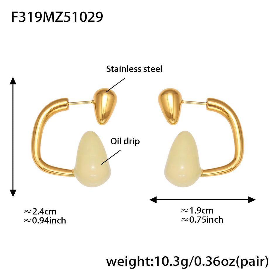 Pendiente Gota Agua de Color Chapado en Oro 18k