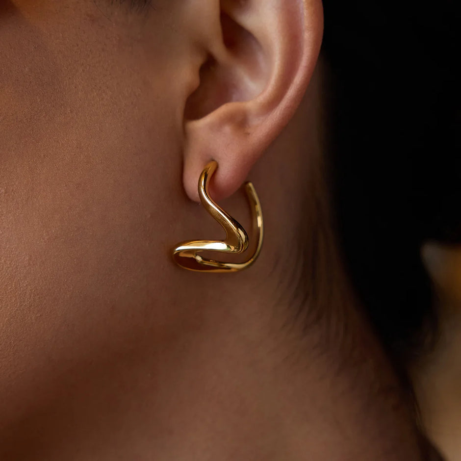 Pendiente Geometrico Chapado Oro 18k