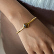Brazalette de piedra Marron Tierra / Turques Oceano Chapado  en Oro 18k