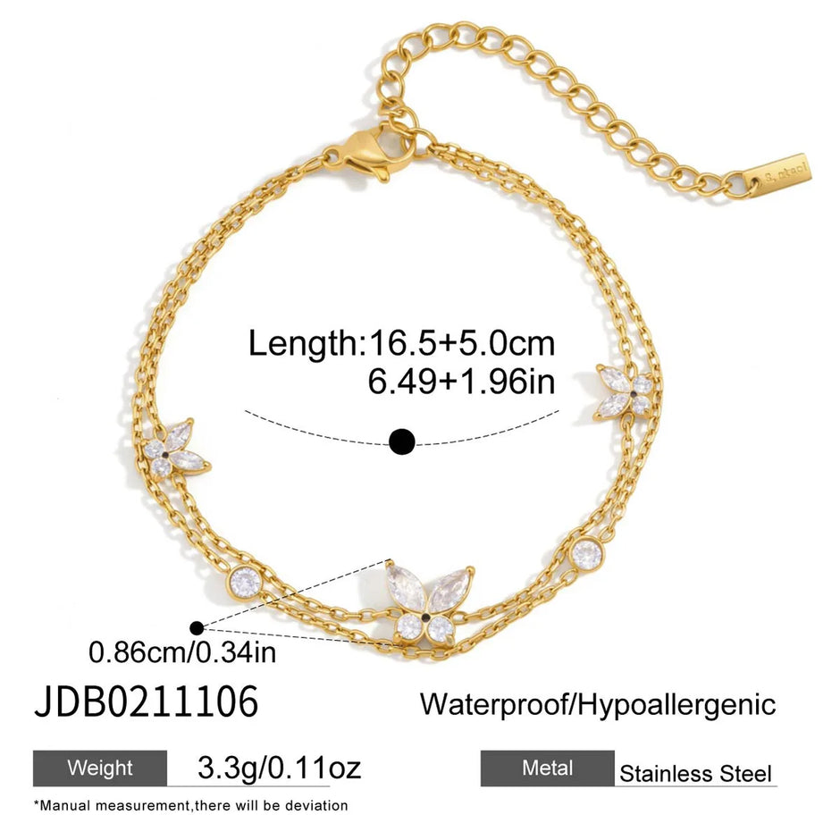 Pulsera de Mariposa en Brillante en Chapado Oro 18k