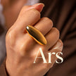 Anillo Geometrico Ovalado Chapado en Oro 18k