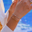 Pulsera de Circonita Rosa Chapado en Oro 18k y Stail Steel