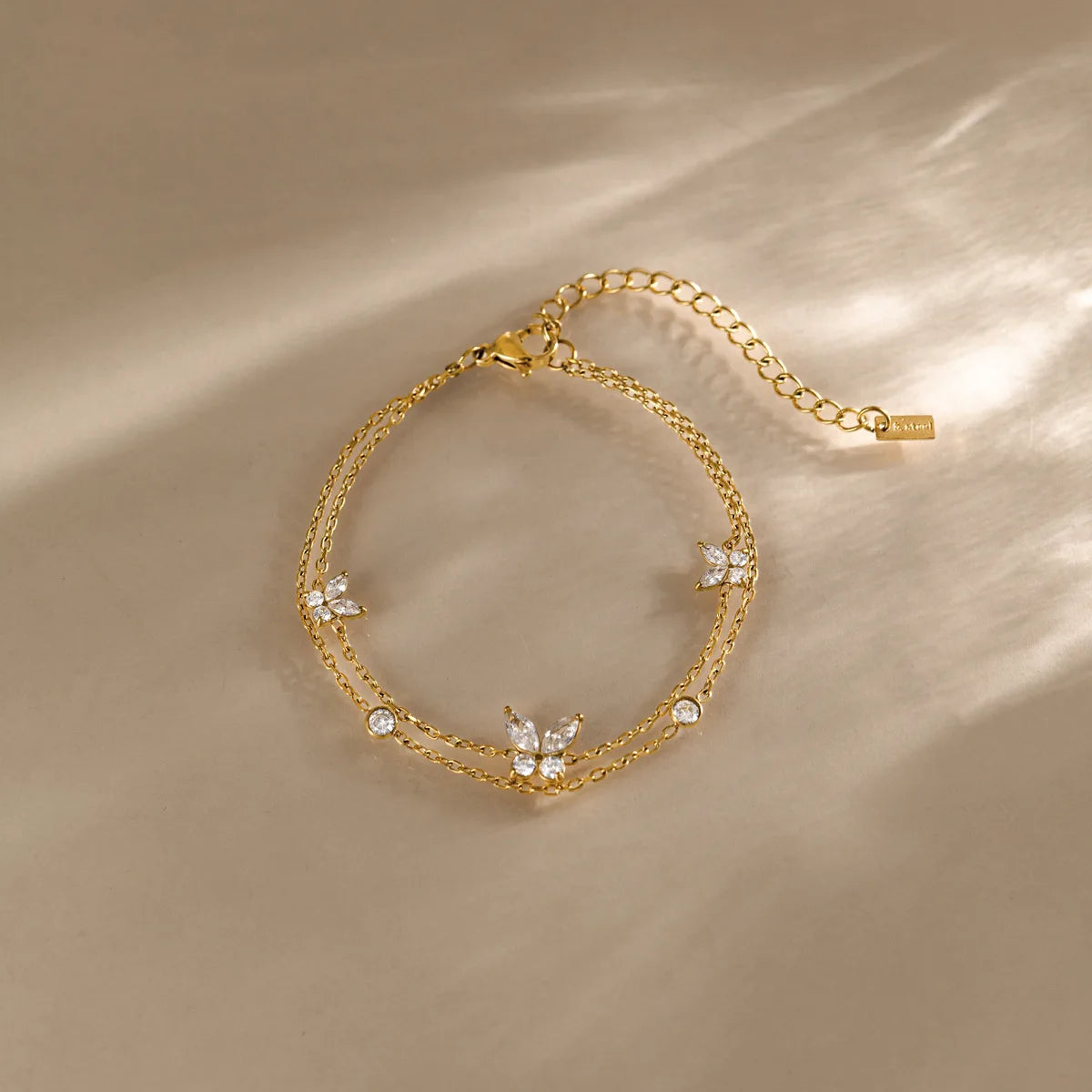 Pulsera de Mariposa en Brillante en Chapado Oro 18k