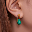 Pendiente Gota Agua de Color Chapado en Oro 18k