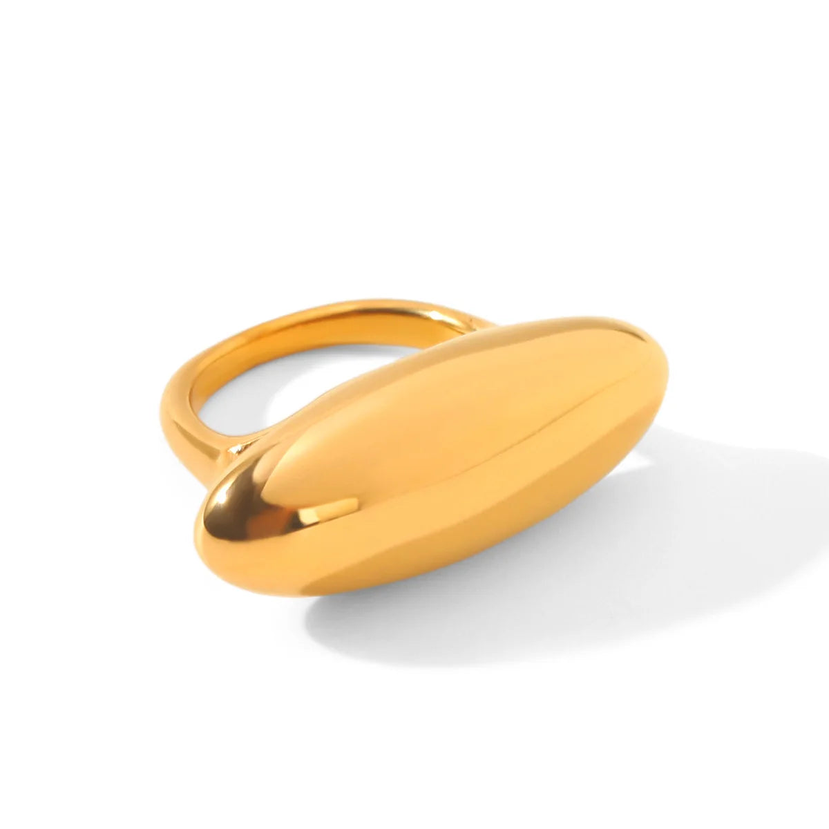 Anillo Geometrico Ovalado Chapado en Oro 18k