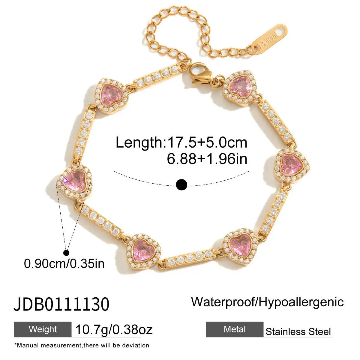 Pulsera de Brillos Multicolor Circonita Chapado en Oro 18k